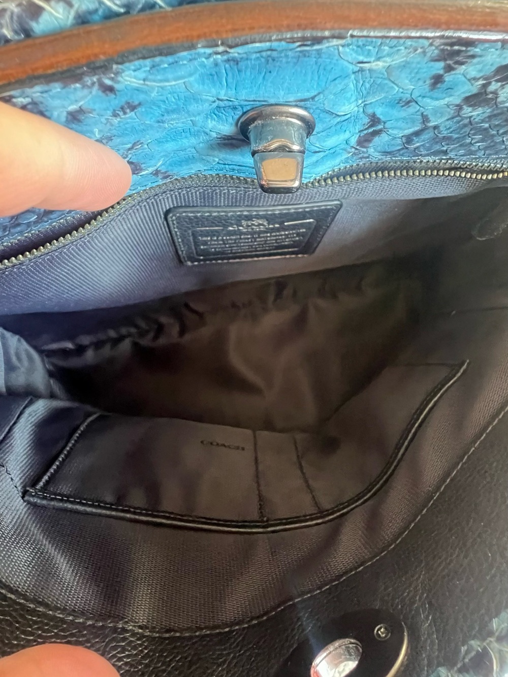Coach Gramercy Blue Python Satchel - Picture 9 of 16